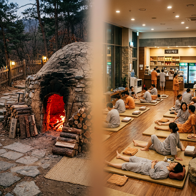 Traditional Hanjeungmak Kiln vs Modern Jjimjilbang Interior