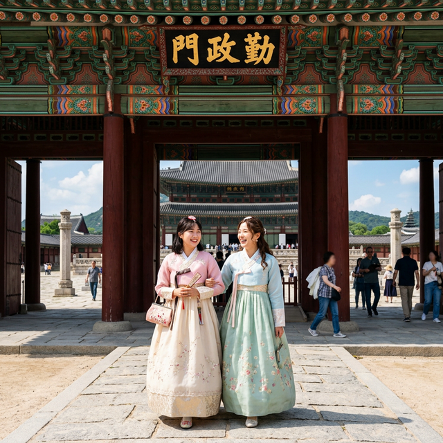 A Hanbok Rental in Korea scene