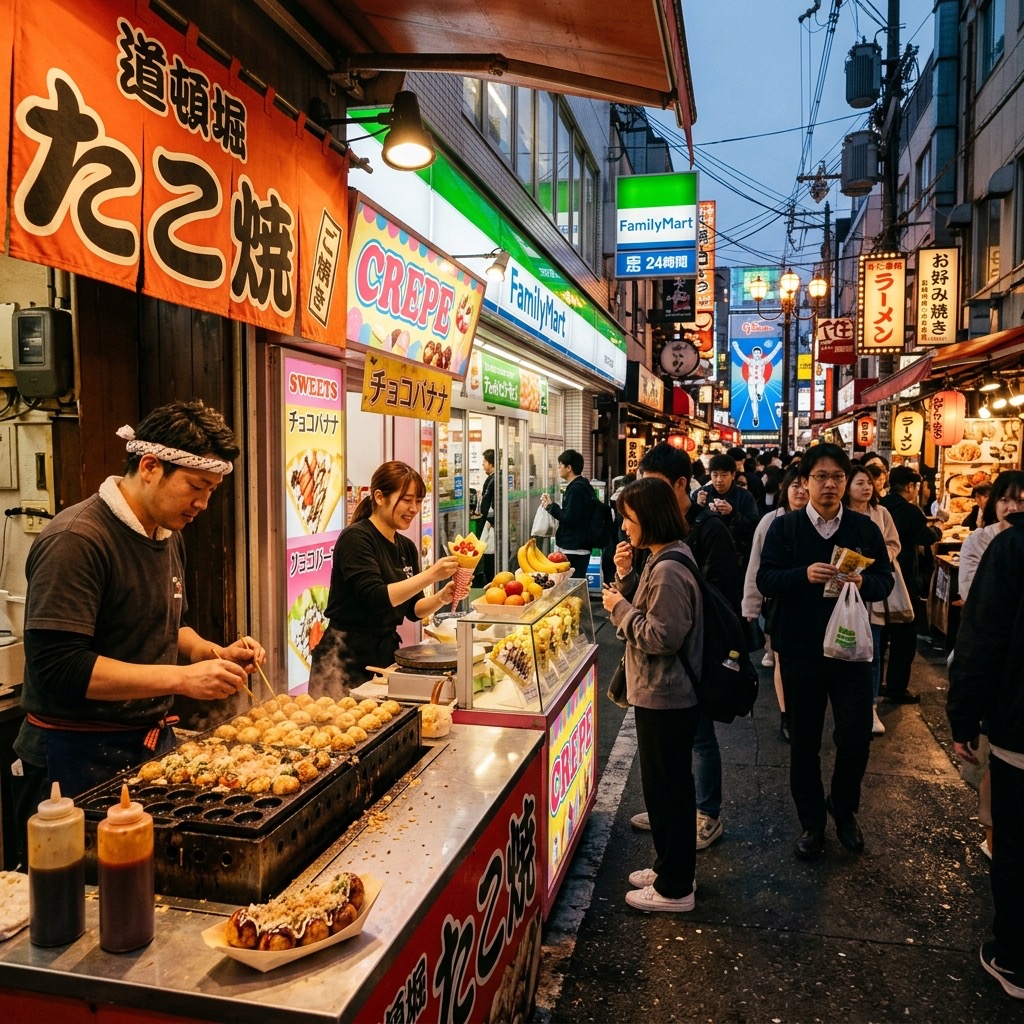 Street Food in Japan: Takoyaki, Crepes & Convenience Store Gems