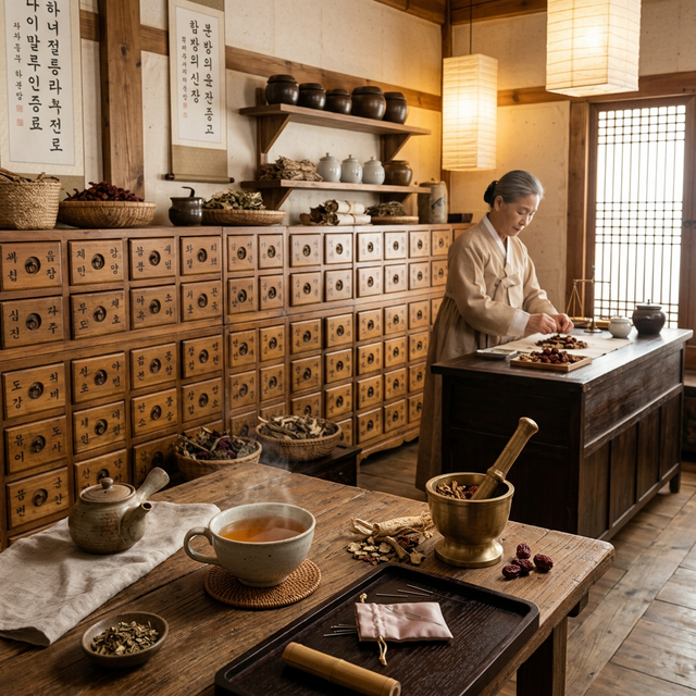A Herbal Medicine and Korean Traditional Healing scene