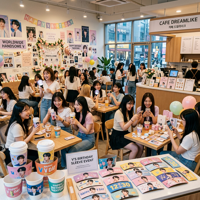 A K-Pop Idol Cafes and Pop-Up Stores scene